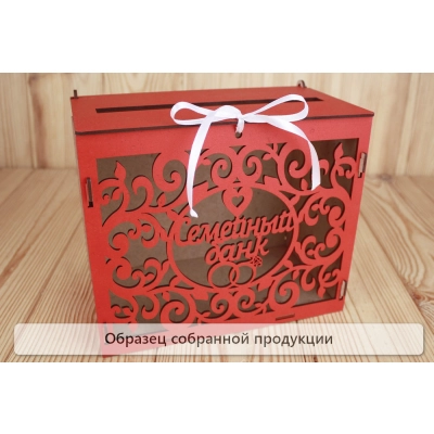 Семейный банк с вензелями (24*14*20) МДФ 3мм, окрашен., оформл., Красный, 1 шт. БЕЗ СБОРКИ