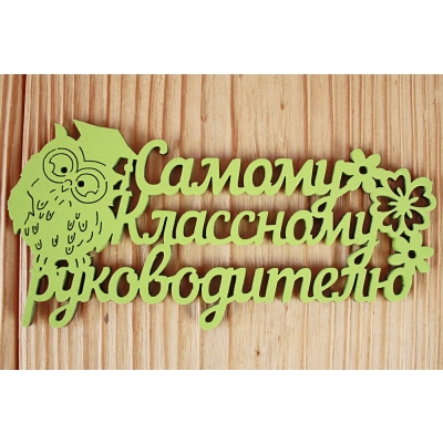 Шильдик Самому классному руководителю (12*6) МДФ 3мм, окрашен., Салатовый, Уп-10 шт.