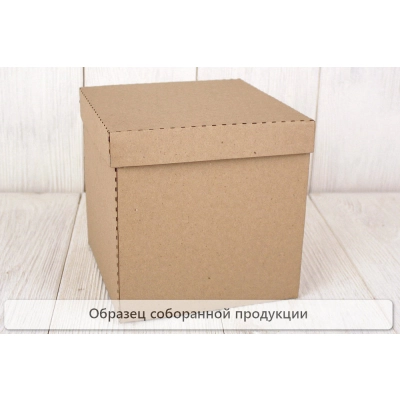 Коробка картонная с крышкой (16*16*16) Картон, неокраш. Уп-5шт. БЕЗ СБОРКИ