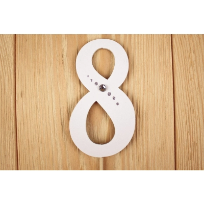 Топпер 8 (5*34) МДФ 3мм, окрашен., оформл., на шпажке, Белый-серебро, Уп-10 шт.