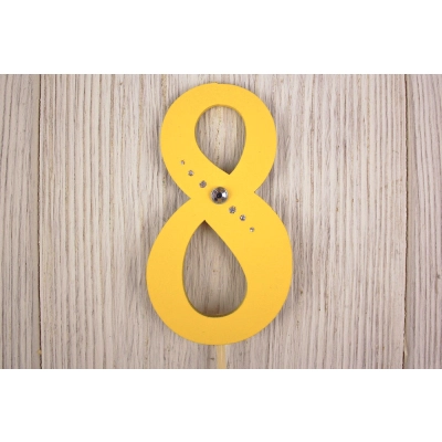 Топпер 8 (5*34) МДФ 3мм, окрашен., оформл., на шпажке, Желтый-серебро, Уп-10 шт.