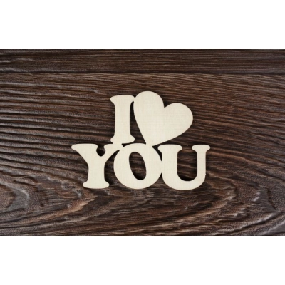 Топпер большой Валентинки-надписи I love youне окраш.(шир.8см;выс.5,5см)1шт.
