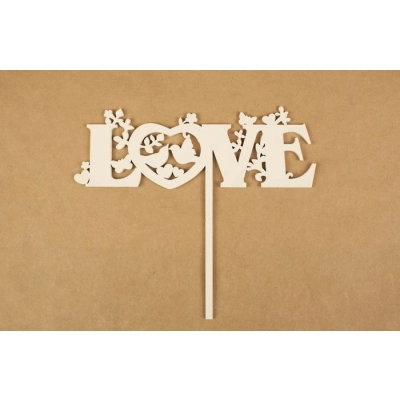 Топпер свадебный Love (шир.17,5см;выс.15см) МДФ-3мм, окраш., белый