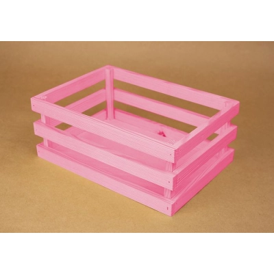 Ящик реечный №4 (25*18*10) Дерево, МДФ 3мм, окрашен., Ярко-розовый, 1 шт.