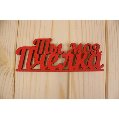 Топпер Ты моя пчёлка, окраш., на палочке (шир.12см;выс.4,5см) МДФ 3мм, красный