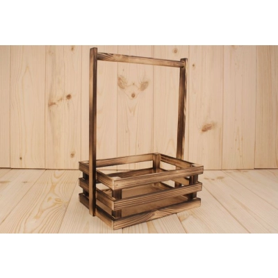 Ящик реечный №4 с ручкой (25*18*36,5) Дерево, МДФ 3мм, неокраш., Обжиг, 1 шт.
