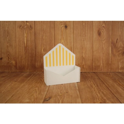 Подарочная упаковка-конверт малый, с полоской (18*6,6*20,5) Белый-желтый, 1 шт.