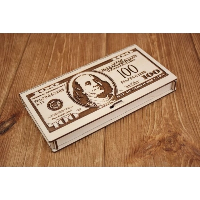 Купюрница 100 долларов (19*10,5*2,2) Фанера 3мм, неокраш., оформл. 1 шт.