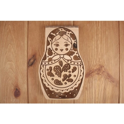 Купюрница Матрёшка с гравировкой (21,2*13*2,6) Фанера 3мм, неокраш., оформл.,1 шт.