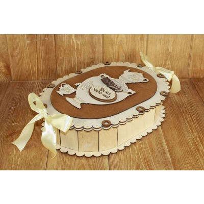 Подарочная коробка Время пить чай овальная, с самоваром, большая(35*25*9,5) Дуб, 1 шт.
