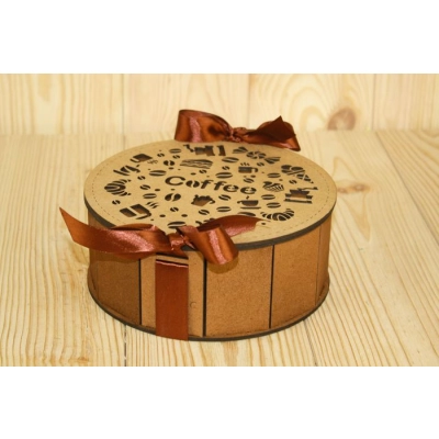 Подарочная коробка круглая Coffee (19*19*8) Мокко-орех, 1 шт.