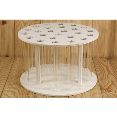 Колбы для цветов в подставке Круг на 25 шт. (32*32*20,5) Дерево, МДФ 3мм, окрашен., Белый, 1 шт.