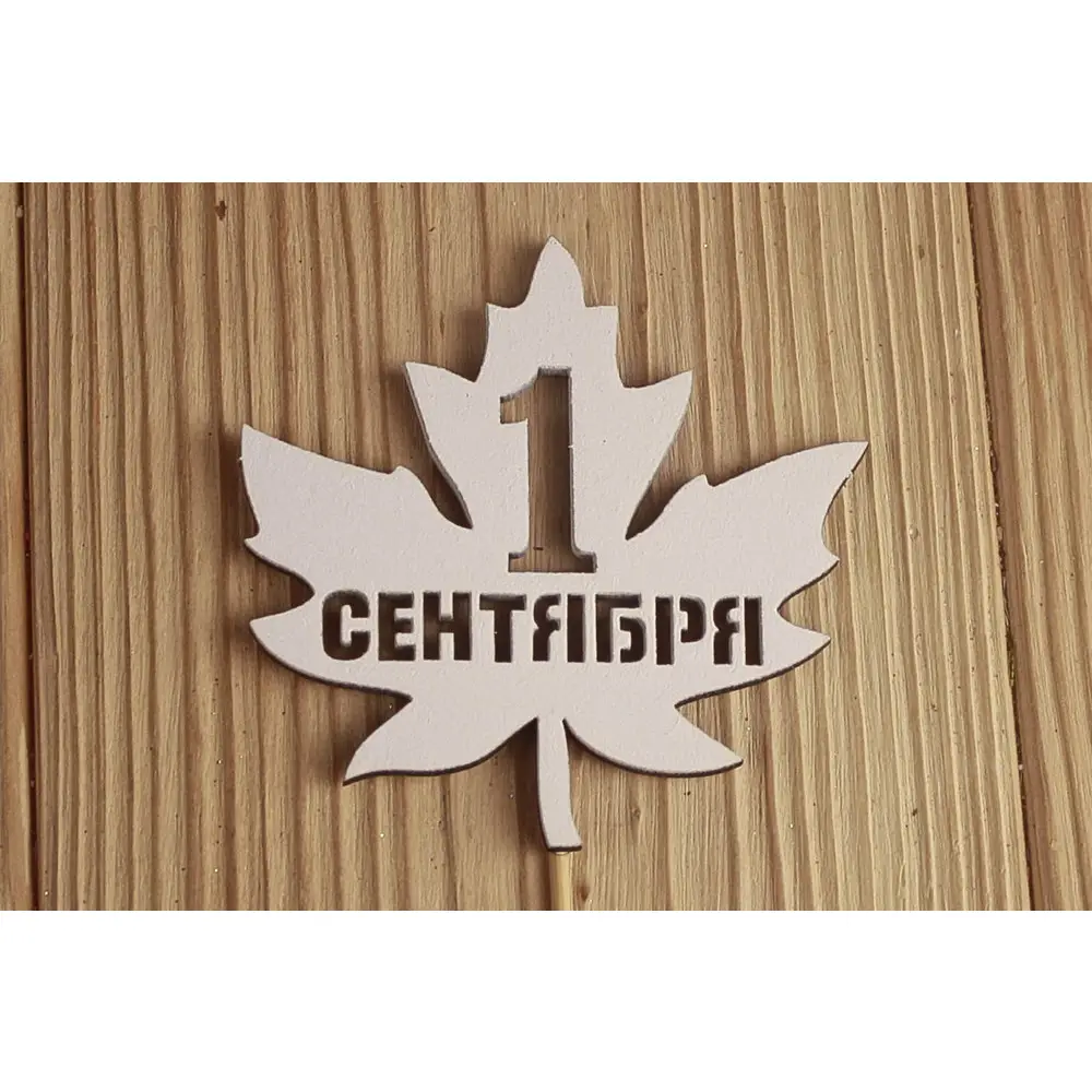 Топпер "1 сентября" в кленовом листе (8,6*30) МДФ 3мм, окрашен., Белый, Уп-10 шт. — Интернет-магазин подарочной упаковки и сувениров «Канышевы» Топпер "1 сентября" в кленовом листе (8,6*30) МДФ 3мм, окрашен., Белый, Уп-10 шт.