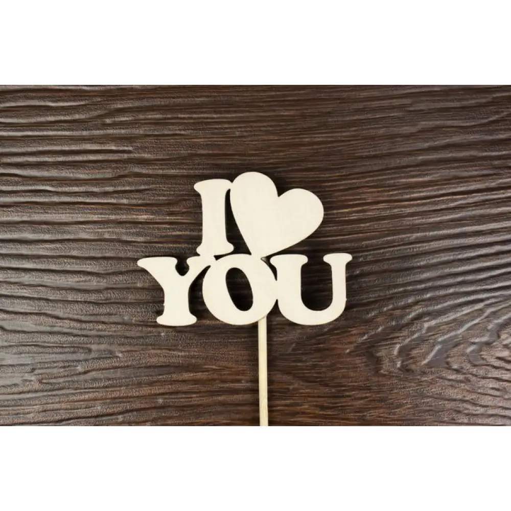 Топпер большой "Валентинки-надписи" "I love you" не окраш.на палочке(шир.8см;выс.5,5см)1шт.