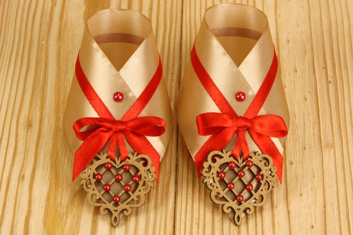 Украшение на шампанское "Ажурное" (10*10) Лента, оформл., Орех-красный, Уп-2 шт.