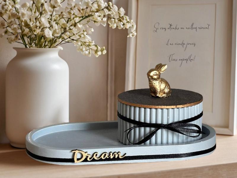 Сувенирный набор "Dream" из гипса. Серый пастель-золото 