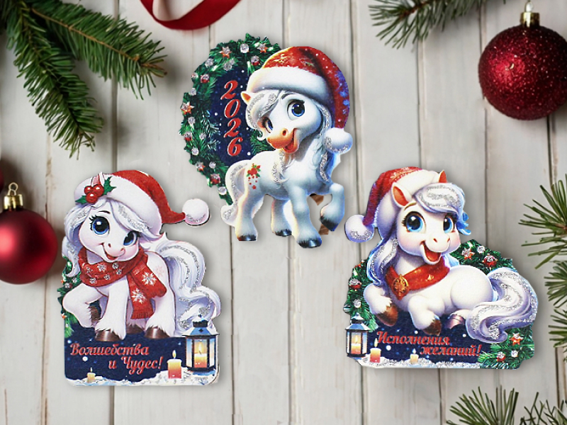 Набор магнитов "Милые лошадки. 2026". Набор 3 шт.