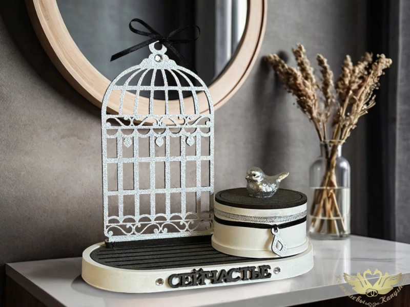 Сувенирный набор "Сейчастье" из гипса. Белый перламутровый-серебро