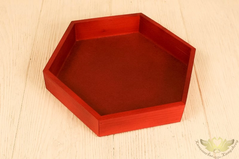 Ящик шестигранный большой (25*21,5*4) Дерево, МДФ, окрашен. морилкой., Орегон, 1 шт.