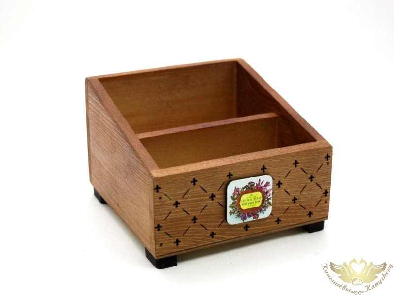 Салфетница из дерева "Brand" (13,5*14*9,5) Дерево,окрашен. морилкой, оформл., Дуб, 1шт.