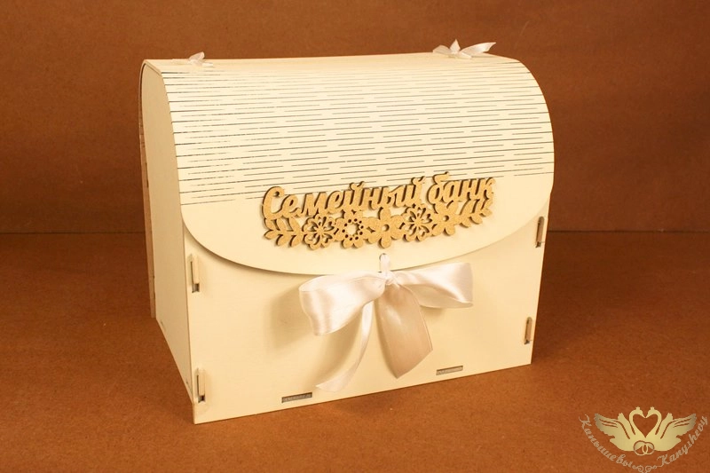 Семейный банк с цветами (23,5*17*20) МДФ 3мм, окрашен., оформл., Шампань пастель-золото, 1 шт.