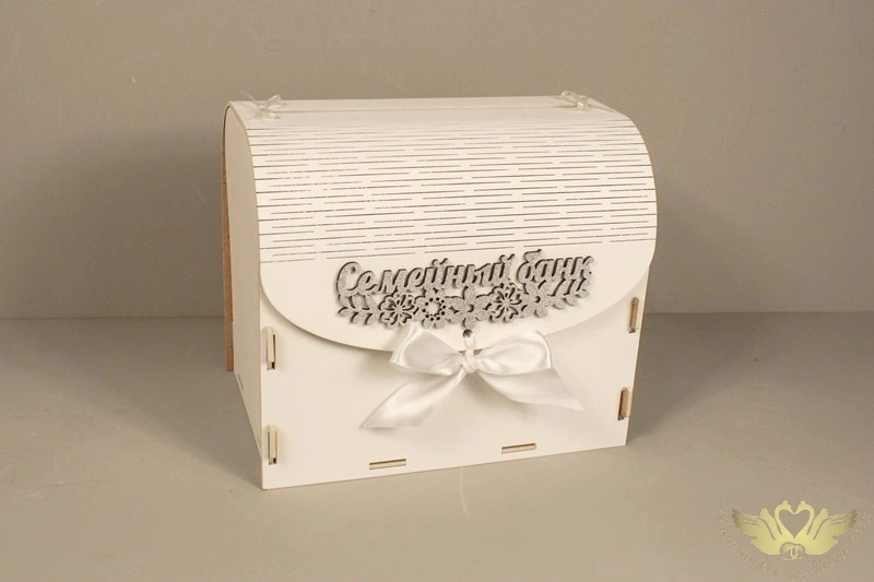 Семейный банк с цветами МИНИ (20*15*17,5) МДФ 3мм, окрашен., оформл., Белый-серебро, 1 шт.