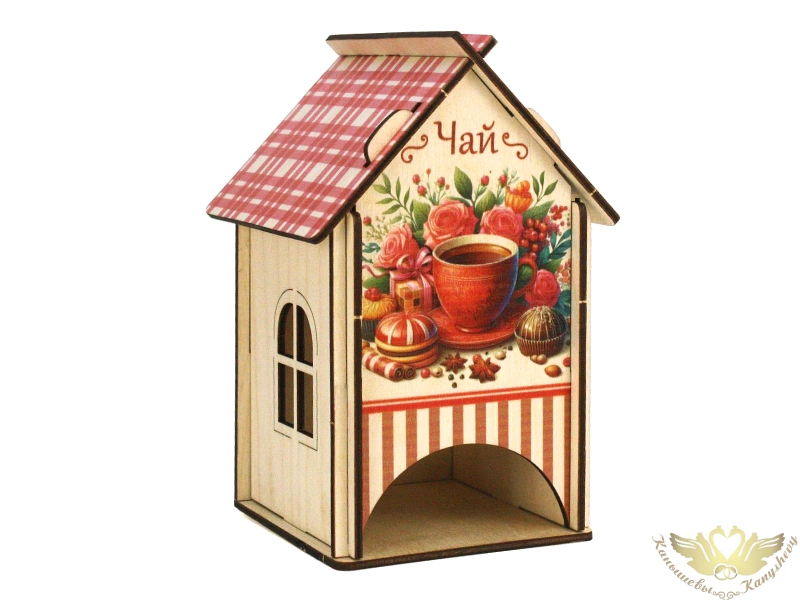 Чайный домик "Чай" (11*10*16,5) Фанера, неокраш., УФ печать, 1шт.