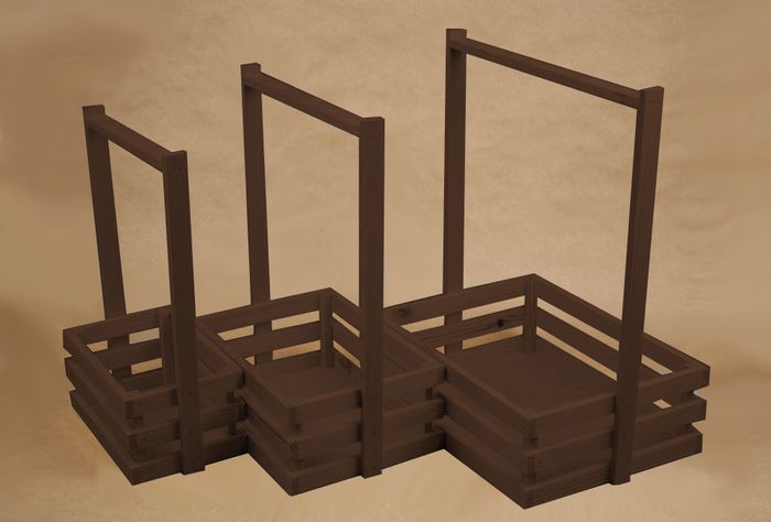 Набор ящиков реечных с ручками (20*13*33; 25*18*36,5; 30*23*40) Дерево, МДФ 3мм, окрашен., Коричневый Набор ящиков реечных с ручками (20*13*33; 25*18*36,5; 30*23*40) Дерево, МДФ 3мм, окрашен., Коричневый