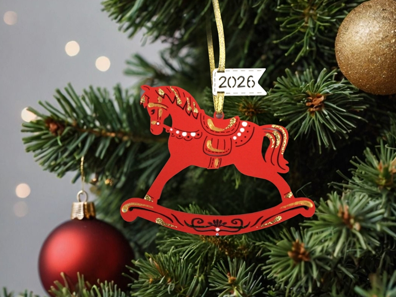 Ёлочное украшение "Лошадка. 2026" (11,5*8,5) Красный-белый, 1 шт.