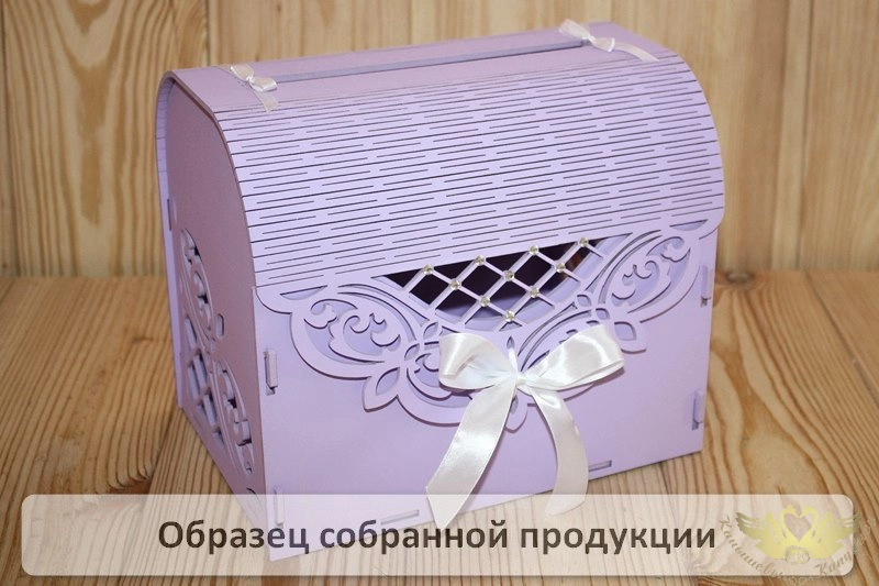 Семейный банк "Ажурный" со стразами (23,5*17*20) МДФ 3мм, окрашен., оформл., Сиреневый-белый, 1 шт. 