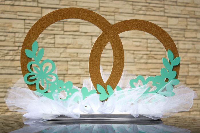 Кольца на крышу с цветами (56*32*30) МДФ 6мм, окрашен., оформл., Золото-тиффани, 1 шт.