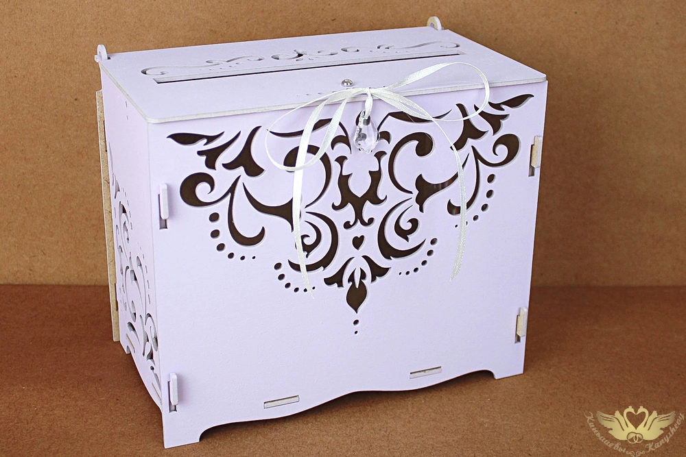 Семейный банк "Кристалл" (21,5*13,5*18,5) МДФ 3мм, окрашен., оформл., Сиреневый пастель-белый, 1 шт.