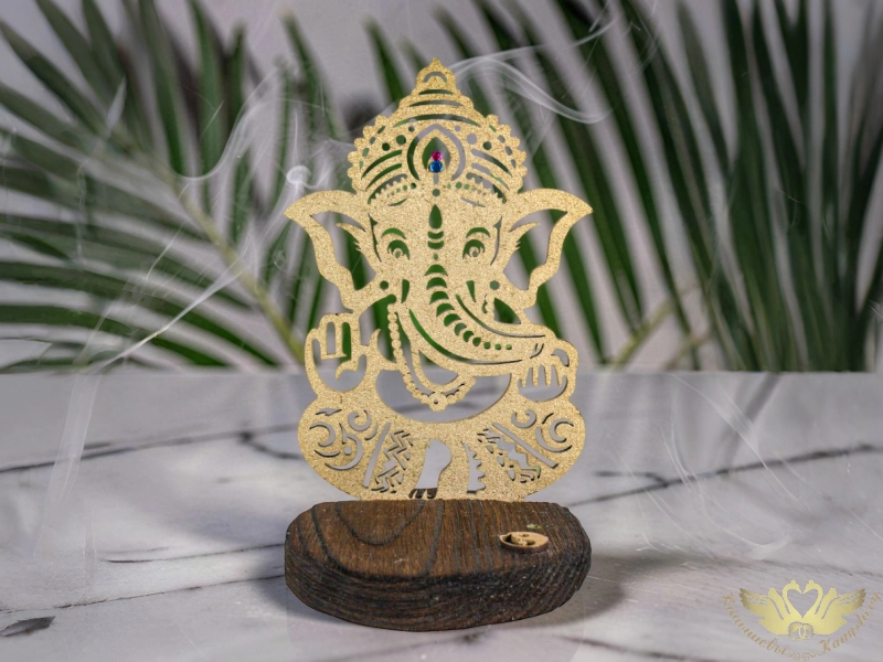 Подставка для благовоний "Ганеша" (11,5*11*18см) Дерево, Золото, 1 шт.