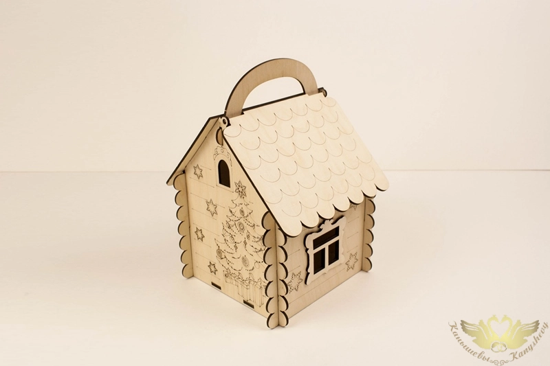 Подарочная упаковка Домик" с ручкой (19*17*25) 1 шт.
