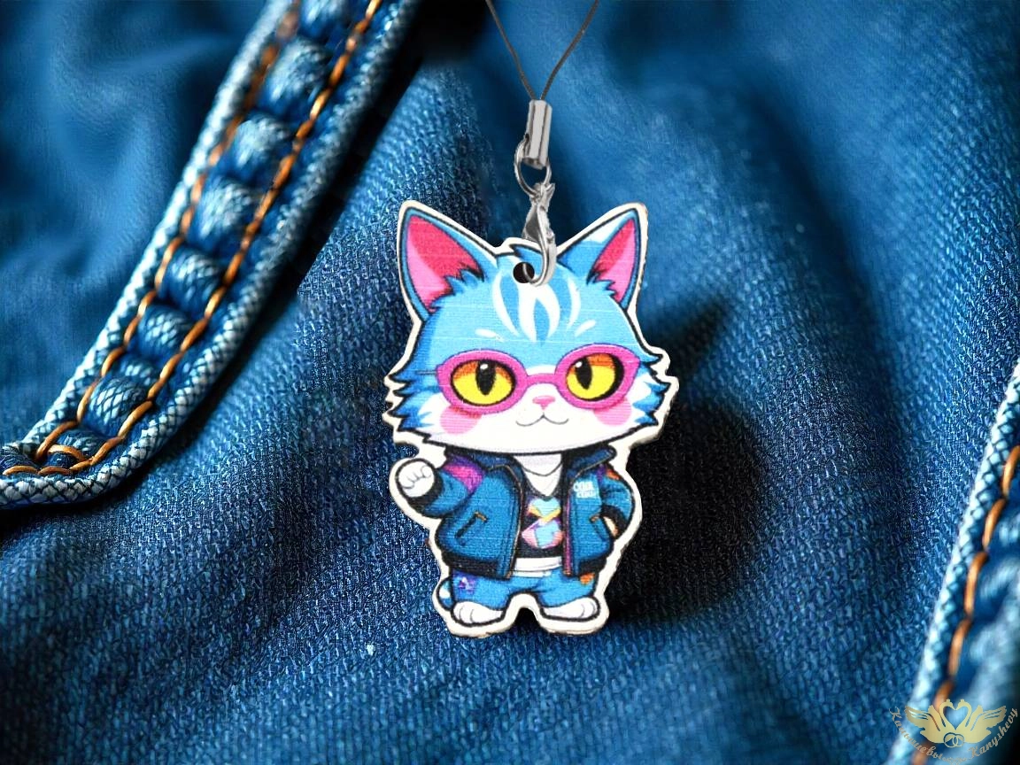 Брелок "Аниме. Кот в розовых очках" 1 шт.