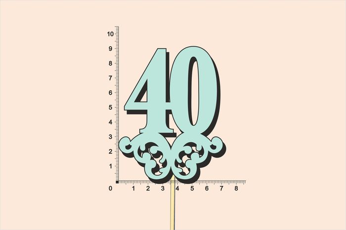 Топпер юбилейный "40" с вензелем, на палочке (шир.7см;выс.9см) МДФ, окраш., тиффани Топпер юбилейный "40" с вензелем, на палочке (шир.7см;выс.9см) МДФ, окраш., тиффани