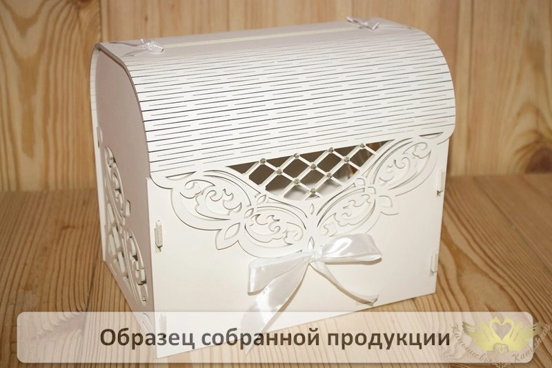 Семейный банк "Ажурный" со стразами (23,5*17*20) МДФ 3мм, окрашен., оформл., Белый-белый, 1 шт. БЕЗ 