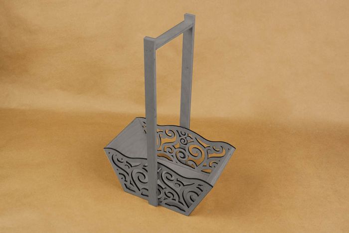 Корзинка с вензелями (24*12,5*36) МДФ 3мм, дерево, фанера 8мм, окрашен., Серый, 1 шт. Корзинка с вензелями (24*12,5*36) МДФ 3мм, дерево, фанера 8мм, окрашен., Серый, 1 шт.