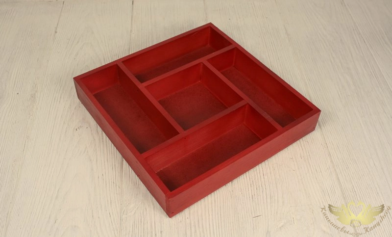 Ящик 5 отделений (25*25*4) Дерево, МДФ 3мм, окрашен. морилкой, Орегон, 1 шт.