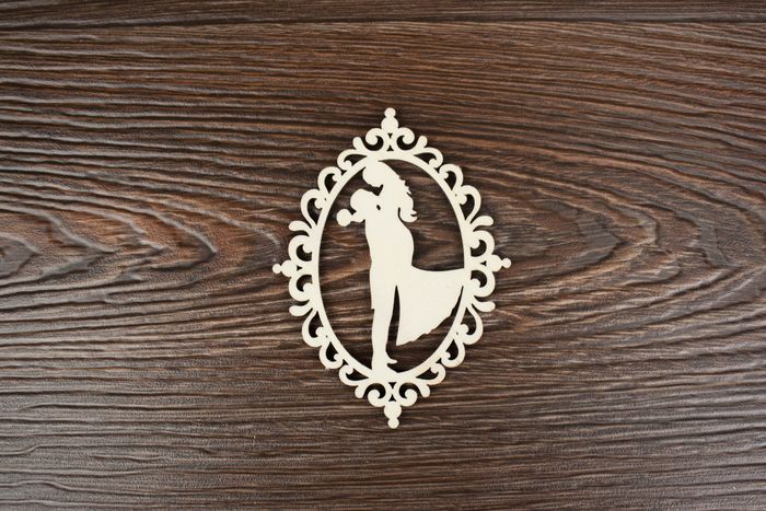 Топпер "Свадебный" "Счастливые молодожёны" в рамке (шир.7,5см; выс.10см) неокраш. 1шт