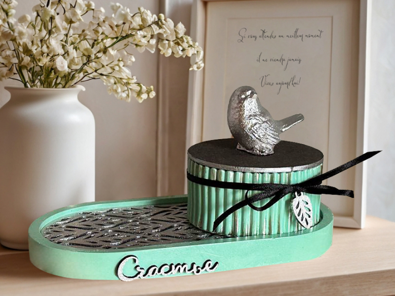 Сувенирный набор "Счастье" из гипса. Тиффани пастель-серебро