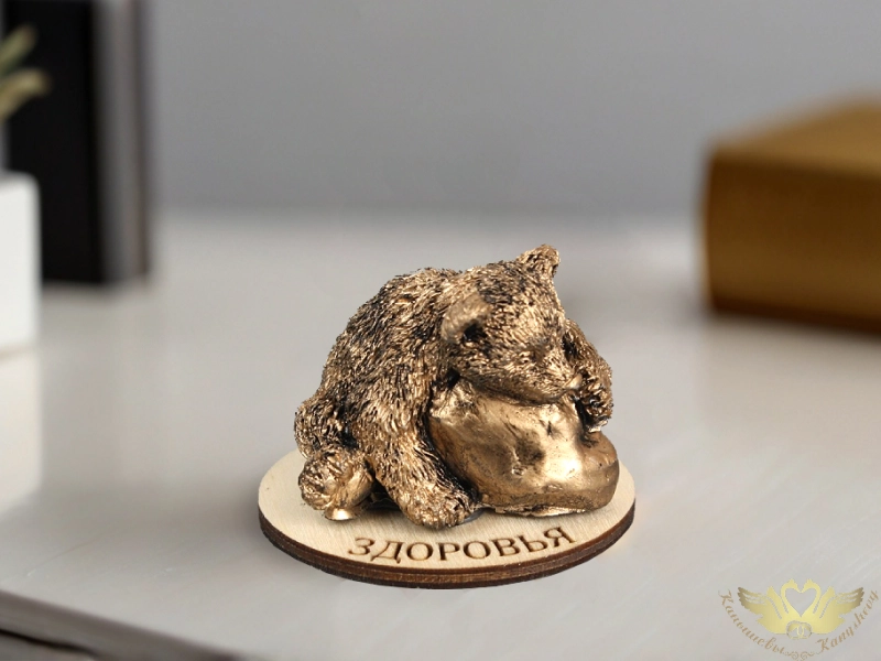 Сувенир из гипса "Мишка. Здоровья" золото. 1шт. Сувенир из гипса "Мишка. Здоровья" золото. 1шт.