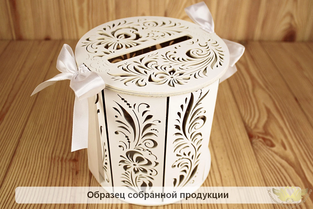 Семейный банк "Хохлома" (18,5*18,5*19) МДФ 3мм, окрашен., оформл., Белый-белый, 1 шт. БЕЗ СБОРКИ