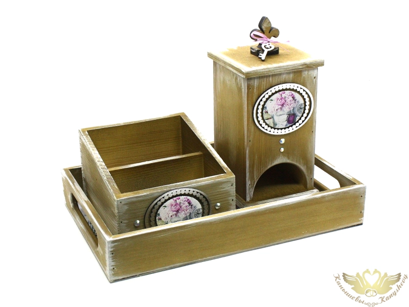 Набор для кухни "Романтика". Дерево, УФ печать, окраш. морилкой, оформл., Орех, Набор. Набор для кухни "Романтика". Дерево, УФ печать, окраш. морилкой, оформл., Орех, Набор.