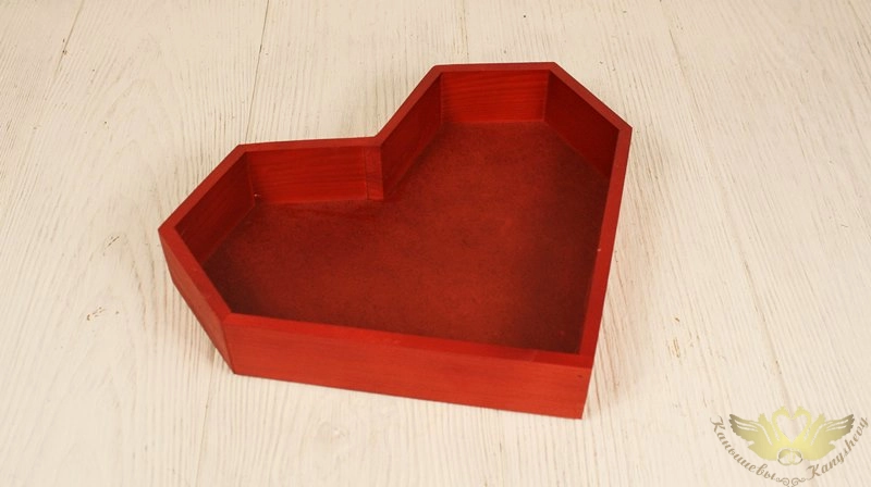 Ящик "Сердце" (25*23*4) Дерево, МДФ 3мм, окрашен. морилкой., Орегон, 1 шт.