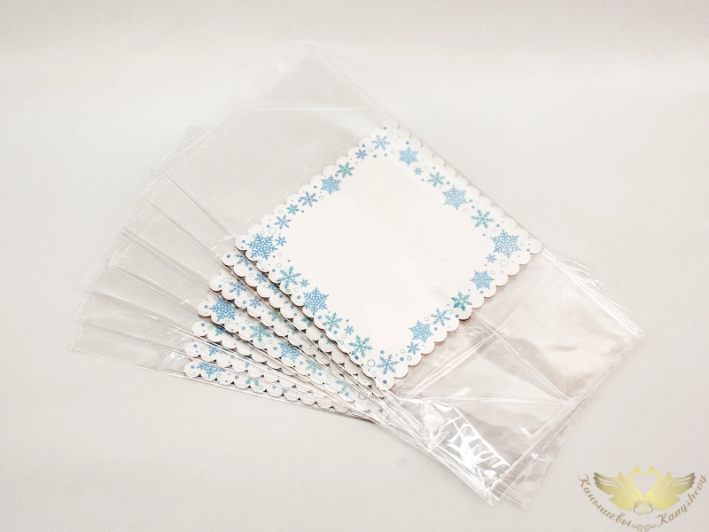 Пакет на жестком дне №1,5 "Снежинки" (дно 14*14; выс.53см) картон, УФ печать, пакет. Уп-12шт. 