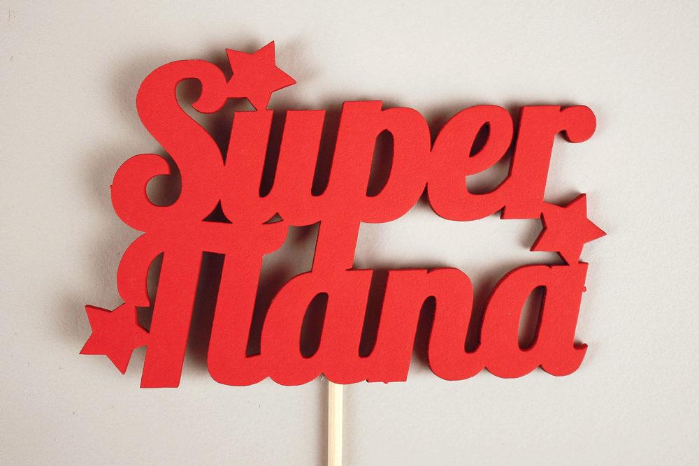 Топпер "Super папа" (11*28) МДФ 3мм, окрашен. на шпажке, Красный, Уп-10 шт.