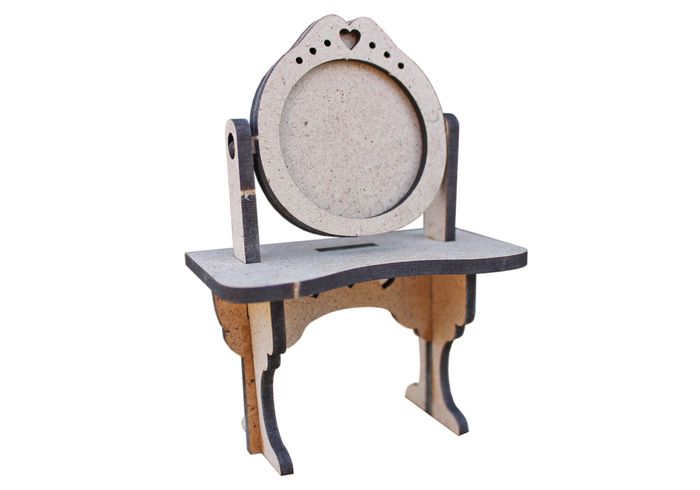 Заготовка для творчества.Трюмо с табуретом для кукольного домика (трюмо-4*6,5*10; табурет-3*3*2,4) МДФ 3мм, неокраш., 1 шт. Заготовка для творчества.Трюмо с табуретом для кукольного домика (трюмо-4*6,5*10; табурет-3*3*2,4) МДФ 3мм, неокраш., 1 шт.