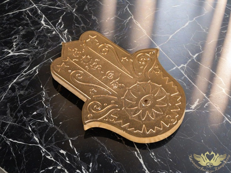 Подставка для благовоний "Хамса" (9,5*12,5*1см) Гипс, Золото, 1 шт.