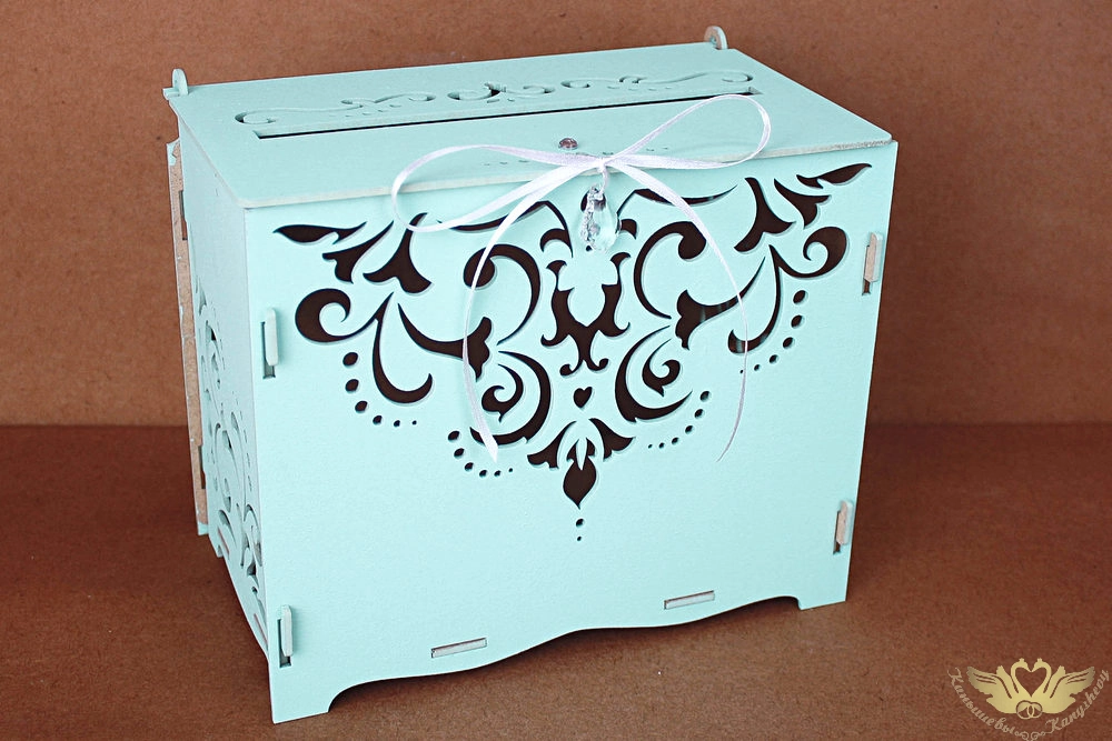 Семейный банк "Кристалл" (21,5*13,5*18,5) МДФ 3мм, окрашен., оформл., Тиффани пастель-белый, 1 шт.